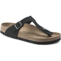 Birkenstock Gizeh Tongs Birko-Flor Birkibuc Earthy Vegan Regular, Noir