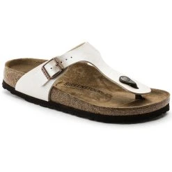 Birkenstock Gizeh Sandales à Lanières Birko-Flor Narrow Femme, Blanc