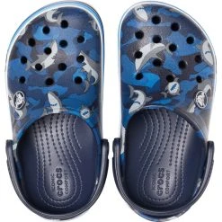 Crocs Crocband Shark Prescool Crocs Enfant, Bleu -Boutique Merrell crocs crocband shark prescool clogs kids navy 3