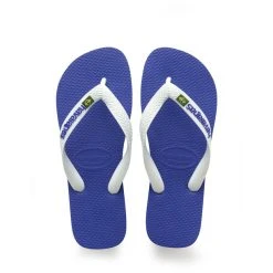 Havaianas Brasil Logo Sandales, Bleu/blanc
