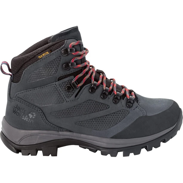 Jack Wolfskin Rebellion Texapore Chaussures Mi-hautes Femme, Gris/rouge 1 Jack Wolfskin Rebellion Texapore Chaussures Mi-hautes Femme, Gris/rouge
