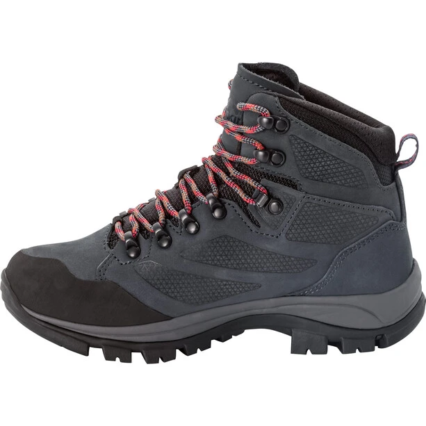 Jack Wolfskin Rebellion Texapore Chaussures Mi-hautes Femme, Gris/rouge 2 Jack Wolfskin Rebellion Texapore Chaussures Mi-hautes Femme, Gris/rouge – Image 2