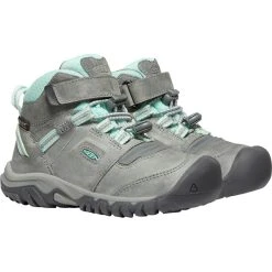 Keen Ridge Flex Mid WP Chaussures Enfant, Gris/turquoise -Boutique Merrell keen ridge flex mid wp shoes kids grey blue tint 3