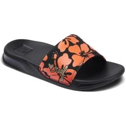 Reef One Slides Kids, Noir/orange